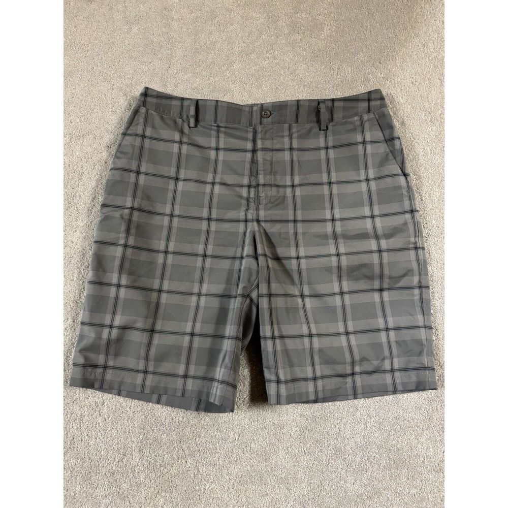 Under Armour Shorts Adult 38‎ Gray Plaid Chino Golf Casual Lightweight Mens Euc